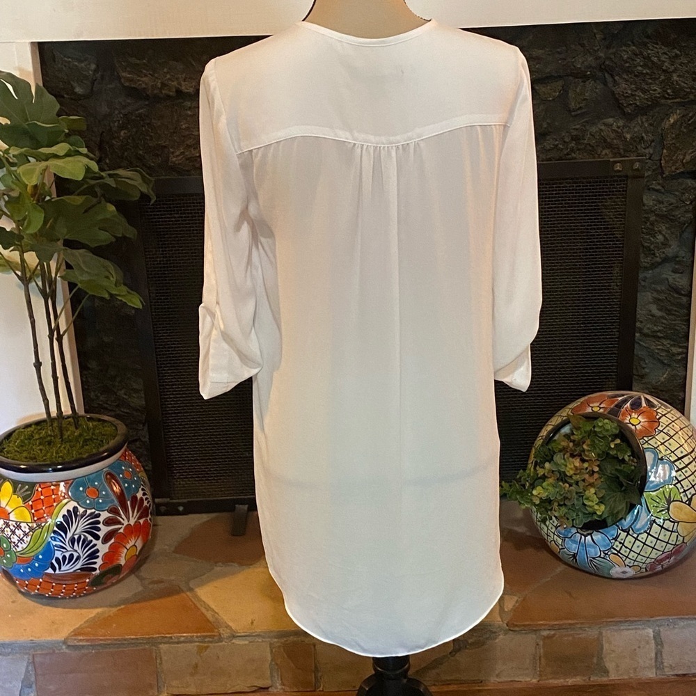 White sheer chiffon blouse 3/4 sleeve - Picture 2 of 7